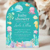 海の冒険の赤ちゃんシャワーの下で 招待状