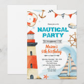 海の冒険をテーマにした誕生日パーティーへようこそ 招待状 (正面/裏面)