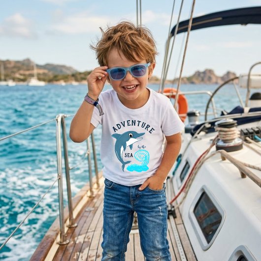 海の冒険イルカと波のキッズTシャツ ベビーTシャツ
