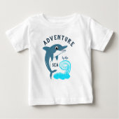 海の冒険イルカと波のキッズTシャツ ベビーTシャツ (正面)