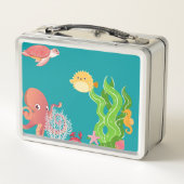 海の冒険ボックスの下で、タコ、海の馬 メタルランチボックス (裏面)