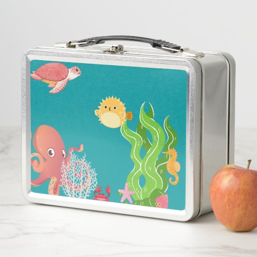 海の冒険ボックスの下で、タコ、海の馬 メタルランチボックス (インサイチュ)