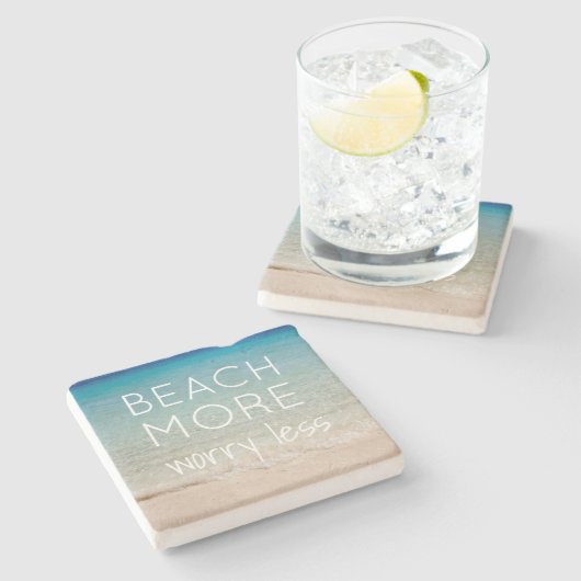 海の写真が付いているビーチのテーマのコースター ストーンコースター (横)