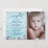 海の写真の下に任意の年齢の誕生日招待状 招待状 (正面)