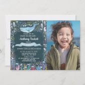海の写真の下に任意の年齢の誕生日招待状 招待状 (正面)