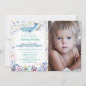 海の写真の下に任意の年齢の誕生日招待状 招待状 (正面)