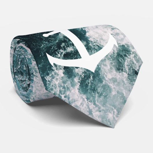 海の写真の背景の航海のないかり ネクタイ (ロール)