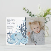 海の写真の誕生日パーティーの招待の下の子供 招待状 (スタンド正面)