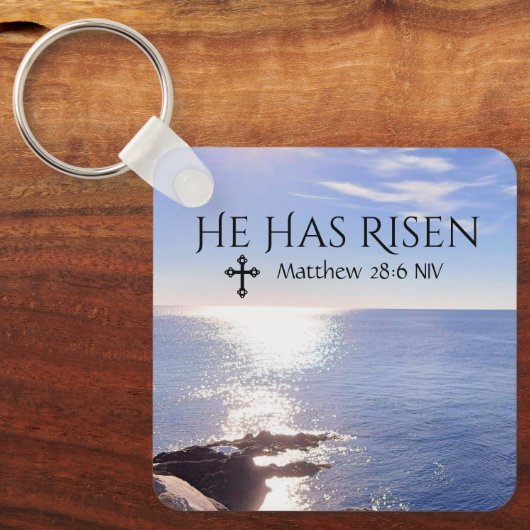 海の写真キリストが聖書の復活祭を復活させた キーホルダー (正面)