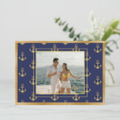 海の写真 ゴールドアンカー クリスマス Xmas カード (スタンド正面)