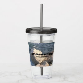 海の写真The Lord is My Rock Bible Verse アクリルタンブラー