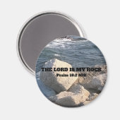 海の写真The Lord is My Rock Bible Verse マグネット (正面/裏面)