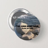 海の写真The Lord is My Rock Bible Verse 缶バッジ (正面&裏面)