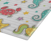 海の創造物のパターン カッティングボード (角)