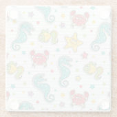 海の創造物のパターン ガラスコースター (裏面)