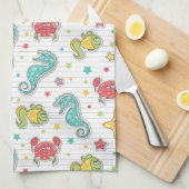 海の創造物のパターン キッチンタオル (四つ折り)