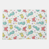 海の創造物のパターン キッチンタオル (横)