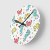 海の創造物のパターン ラウンド壁時計 (傾斜)