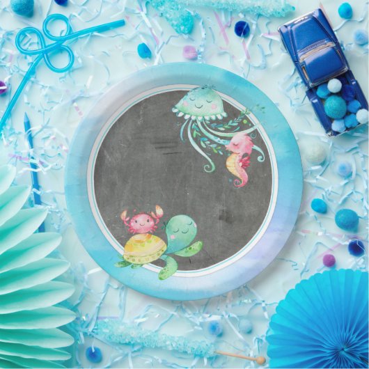 海の創造物の紙皿の下でかわいい ペーパープレート (パーティー)