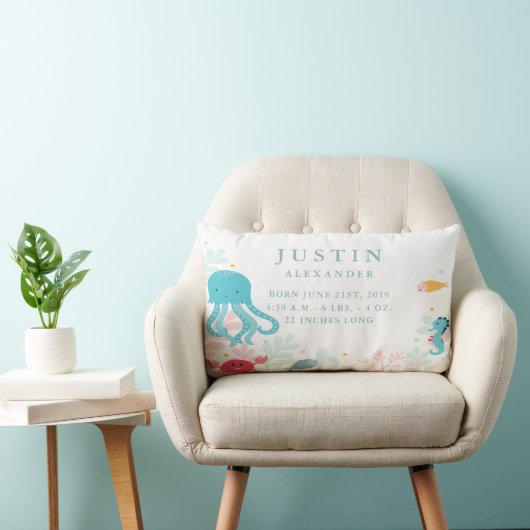 海の動物たちのベビー案内枕 ランバークッション (椅子)