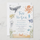 海の動物たち 2歳の誕生日 招待状 (正面)
