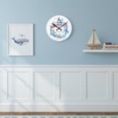 海の動物と船と灯台の nautical オーシャン ワンダーランド ラウンド壁時計
