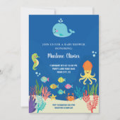 海の動物のベビーシャワー 招待状 (正面)