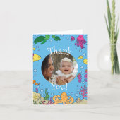 海の動物の下かわいい第1の誕生日の写真 招待状 (正面)