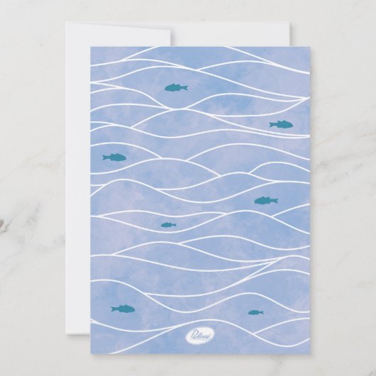 海の動物の下でオ航海のーボーイベビーシャワー 招待状 (裏面)