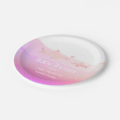 海の動物の下でサメのピンクの海がかわいい赤ちゃんシャワー ペーパープレート (アングル)