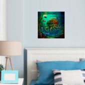 海の動物の下でタコをスチームパンク 箔ポスター (インサイチュ (寝室))