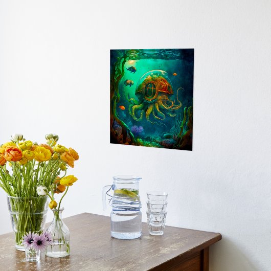 海の動物の下でタコをスチームパンク 箔ポスター (レイダウン (キッチン))