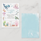 海の動物の下で赤ちゃんシャワーおむつラッフル エンクロージャーカード (正面/裏面)