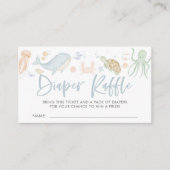 海の動物の下で赤ちゃんシャワーおむつラッフル エンクロージャーカード (正面)