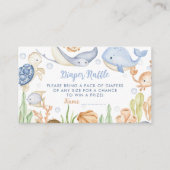 海の動物の下で赤ちゃんシャワーおむつラッフル エンクロージャーカード (正面)