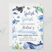 海の動物の少年誕生日招待状 アンダーザシー 招待状 (正面)