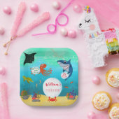 海の動物の水のバブル誕生日パーティーの下 ペーパープレート (パーティー)