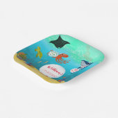 海の動物の水のバブル誕生日パーティーの下 ペーパープレート (傾斜あり)