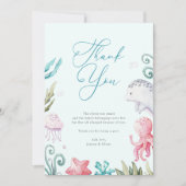 海の動物の海男の子のシャワー サンキューカード (正面)