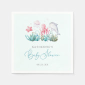 海の動物の海男の子のシャワー スタンダードカクテルナプキン (正面)