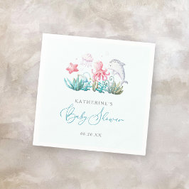 海の動物の海男の子のシャワー スタンダードカクテルナプキン