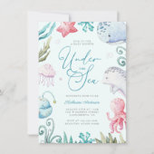 海の動物の海男の子のシャワー 招待状 (正面)