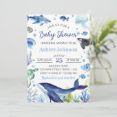 海の動物の男の子のベビーシャワー招待状 招待状 (スタンド正面)