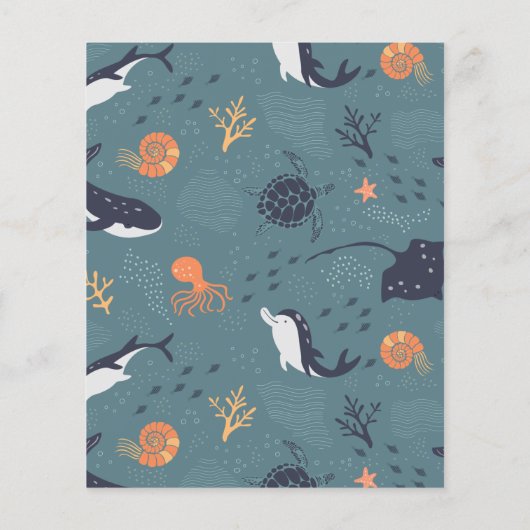 海の動物の男の子の誕生日パーティーの下で予算 (裏面)