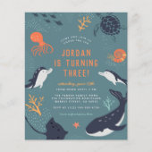 海の動物の男の子の誕生日パーティーの下で予算 (正面)