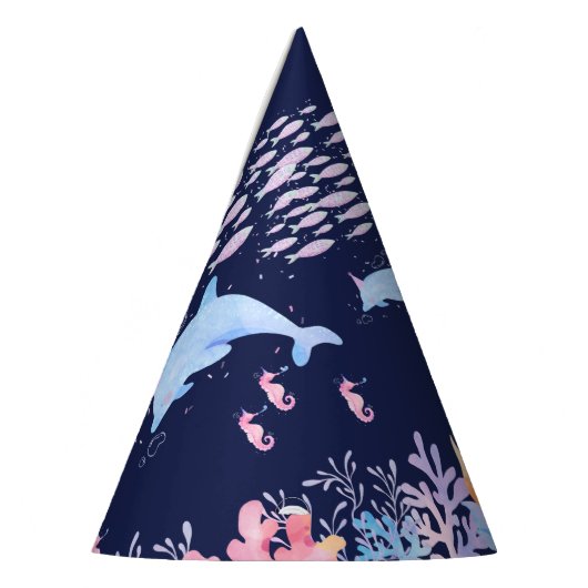 海の動物の誕生日の下 パーティーハット (左)