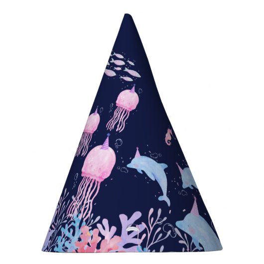 海の動物の誕生日の下 パーティーハット (右)