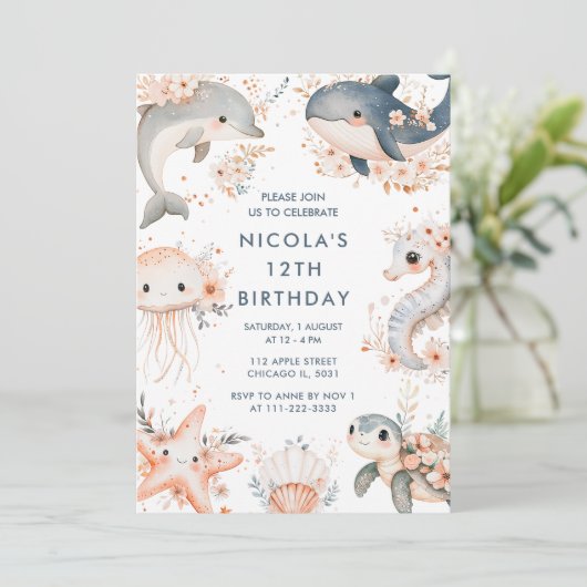 海の動物の誕生日パーティーの下で 招待状 (スタンド正面)