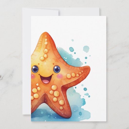 海の動物の誕生日パーティーの招待の下 招待状 (裏面)