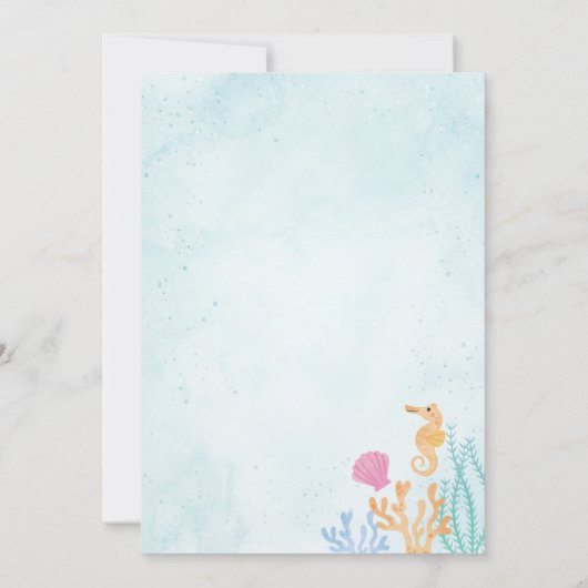 海の動物の誕生日パーティーの招待の下 招待状 (裏面)